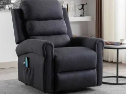 Vente-unique Fauteuil Stof-Massagestoel Met Elektrische Sta-Op Functie - Antraciet - Lovari