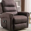 Vente-unique Fauteuil Stof-Massagestoel Met Elektrische Sta-Op Functie - Bruin - Lovari