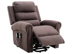Vente-unique Fauteuil Stof-Massagestoel Met Elektrische Sta-Op Functie - Bruin - Lovari