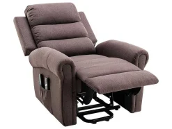 Vente-unique Fauteuil Stof-Massagestoel Met Elektrische Sta-Op Functie - Bruin - Lovari