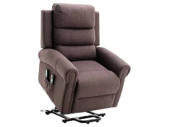 Vente-unique Fauteuil Stof-Massagestoel Met Elektrische Sta-Op Functie - Bruin - Lovari