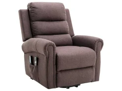 Vente-unique Fauteuil Stof-Massagestoel Met Elektrische Sta-Op Functie - Bruin - Lovari