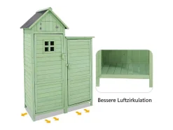 Vente-unique Tuinhuis-Massief Houten Tuinhuis Met Pvc Schuin Dak - 2 Planken 3 Klapdeuren - L118 X D54 X H173 Cm - Groen