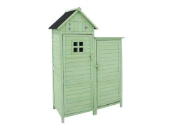 Vente-unique Tuinhuis-Massief Houten Tuinhuis Met Pvc Schuin Dak - 2 Planken 3 Klapdeuren - L118 X D54 X H173 Cm - Groen