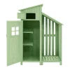 Vente-unique Tuinhuis-Massief Houten Tuinhuis Met Pvc Schuin Dak - 2 Planken 3 Klapdeuren - L124 X D46 X H174 Cm - Groen