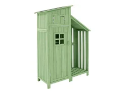 Vente-unique Tuinhuis-Massief Houten Tuinhuis Met Pvc Schuin Dak - 2 Planken 3 Klapdeuren - L124 X D46 X H174 Cm - Groen
