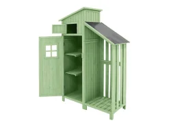 Vente-unique Tuinhuis-Massief Houten Tuinhuis Met Pvc Schuin Dak - 2 Planken 3 Klapdeuren - L124 X D46 X H174 Cm - Groen