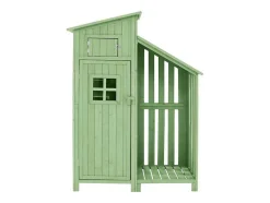 Vente-unique Tuinhuis-Massief Houten Tuinhuis Met Pvc Schuin Dak - 2 Planken 3 Klapdeuren - L124 X D46 X H174 Cm - Groen