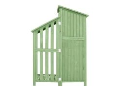 Vente-unique Tuinhuis-Massief Houten Tuinhuis Met Pvc Schuin Dak - 2 Planken 3 Klapdeuren - L124 X D46 X H174 Cm - Groen