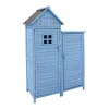 Vente-unique Tuinhuis-Massief Houten Tuinhuis Met Pvc Schuin Dak - 2 Planken 3 Klapdeuren - L118 X D54 X H173 Cm - Blauw