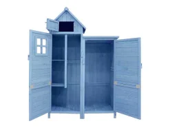 Vente-unique Tuinhuis-Massief Houten Tuinhuis Met Pvc Schuin Dak - 2 Planken 3 Klapdeuren - L118 X D54 X H173 Cm - Blauw
