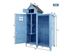 Vente-unique Tuinhuis-Massief Houten Tuinhuis Met Pvc Schuin Dak - 2 Planken 3 Klapdeuren - L118 X D54 X H173 Cm - Blauw