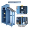 Vente-unique Tuinhuis-Massief Houten Tuinhuis Met Pvc Schuin Dak - 2 Planken 3 Klapdeuren - L124 X D46 X H174 Cm - Blauw