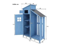 Vente-unique Tuinhuis-Massief Houten Tuinhuis Met Pvc Schuin Dak - 2 Planken 3 Klapdeuren - L124 X D46 X H174 Cm - Blauw