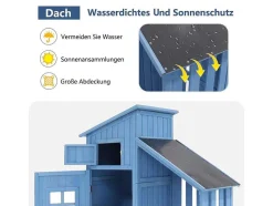 Vente-unique Tuinhuis-Massief Houten Tuinhuis Met Pvc Schuin Dak - 2 Planken 3 Klapdeuren - L124 X D46 X H174 Cm - Blauw