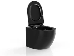 Vente-unique Hangend Toilet-Mat Zwarte Hang-Wc Van Keramiek Zonder Rand - Javoine