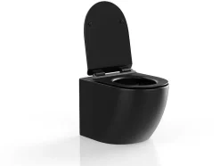 Vente-unique Hangend Toilet-Mat Zwarte Hang-Wc Van Keramiek Zonder Rand - Javoine