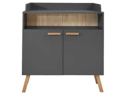 Vente-unique Babymeubel-Matsbaby Luiertafel 2 Deuren, 1 Open Vak Grijs.