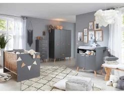 Vente-unique Babymeubel-Matsbaby Luiertafel 2 Deuren, 1 Open Vak Grijs.