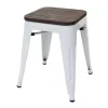 Vente-unique Kruk-Mcw-A73 Kruk (Set Van 4) Houten Zitting, Wit