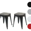 Vente-unique Kruk-Mcw-A73 Kruk (Set Van 2) Houten Zitting, Zwart