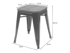 Vente-unique Kruk-Mcw-A73 Kruk (Set Van 2) Houten Zitting, Zwart