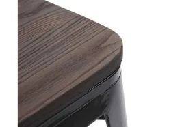 Vente-unique Kruk-Mcw-A73 Kruk (Set Van 2) Houten Zitting, Zwart