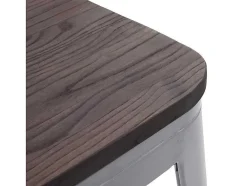 Vente-unique Kruk-Mcw-A73 Kruk (Set Van 6) Houten Zitting, Grijs