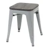 Vente-unique Kruk-Mcw-A73 Kruk (Set Van 2) Houten Zitting, Grijs