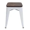 Vente-unique Kruk-Mcw-A73 Kruk (Set Van 6) Houten Zitting, Wit