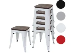 Vente-unique Kruk-Mcw-A73 Kruk (Set Van 6) Houten Zitting, Wit