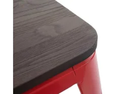 Vente-unique Kruk-Mcw-A73 Kruk (Set Van 2) Houten Zitting, Rood