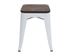 Vente-unique Kruk-Mcw-A73 Kruk (Set Van 2) Houten Zitting, Wit