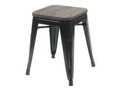 Vente-unique Kruk-Mcw-A73 Kruk (Set Van 4) Houten Zitting, Zwart