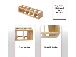 Vente-unique Tafelservies-Mcw-B89 Bamboe Wijnrek, 4 Stuks