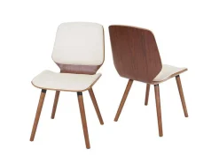 Vente-unique Stoel-Mcw-B16 Eetkamerstoel (Set Van 2), Kunstleer Creme