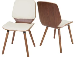 Vente-unique Stoel-Mcw-B16 Eetkamerstoel (Set Van 2), Kunstleer Creme