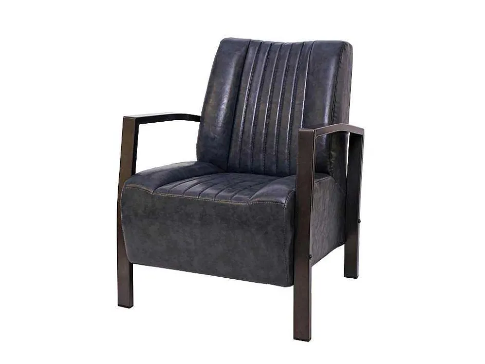 Vente-unique Fauteuil Met Holle Rugleuning-Mcw-H10 Fauteuil, Vintage Grijs