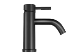 Shower & Design Kraan-Mechanische Mengkraan Met Ronde Vorm Van Geborsteld Roestvrij Staal - Mat Zwart - H17 Cm - Salavan
