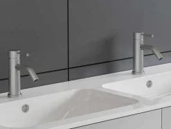 Shower & Design Kraan-Mechanische Mengkraan Met Ronde Vorm Van Roestvrij Staal - Geborsteld Nikkel - H17 Cm - Salavan