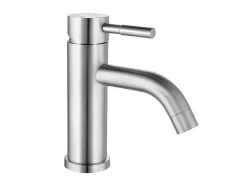 Shower & Design Kraan-Mechanische Mengkraan Met Ronde Vorm Van Roestvrij Staal - Geborsteld Nikkel - H17 Cm - Salavan