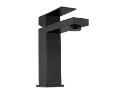 Shower & Design Kraan-Mechanische Mengkraan Met Vierkante Vorm Van Geborsteld Roestvrij Staal - Mat Zwart, H17,3 Cm - Canilas