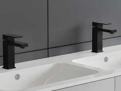 Shower & Design Kraan-Mechanische Mengkraan Met Vierkante Vorm Van Geborsteld Roestvrij Staal - Mat Zwart, H17,3 Cm - Canilas
