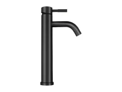 Shower & Design Kraan-Mechanische Mengkraan Met Ronde Vorm Van Geborsteld Roestvrij Staal - Mat Zwart - H29.6 Cm - Salavan