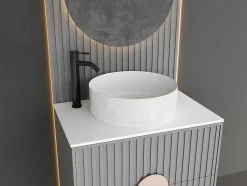 Shower & Design Kraan-Mechanische Mengkraan Met Ronde Vorm Van Geborsteld Roestvrij Staal - Mat Zwart - H29.6 Cm - Salavan