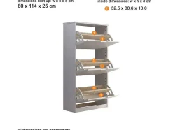 Vente-unique Schoenenkast-Mestre Schoenenkast 3 Klep Wit.