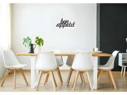 EPIKASA Decoratieve Wandplaat-Metalen Decoratie Bon Appetit, Zwart, 50X1,5X30 Cm,