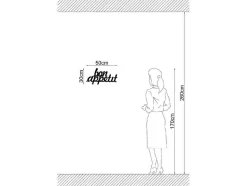 EPIKASA Decoratieve Wandplaat-Metalen Decoratie Bon Appetit, Zwart, 50X1,5X30 Cm,