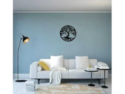 EPIKASA Decoratieve Wandplaat-Metalen Decoratie Boom 32, Zwart, 60X1,5X60 Cm,