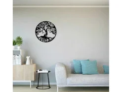 EPIKASA Decoratieve Wandplaat-Metalen Decoratie Boom 32, Zwart, 60X1,5X60 Cm,